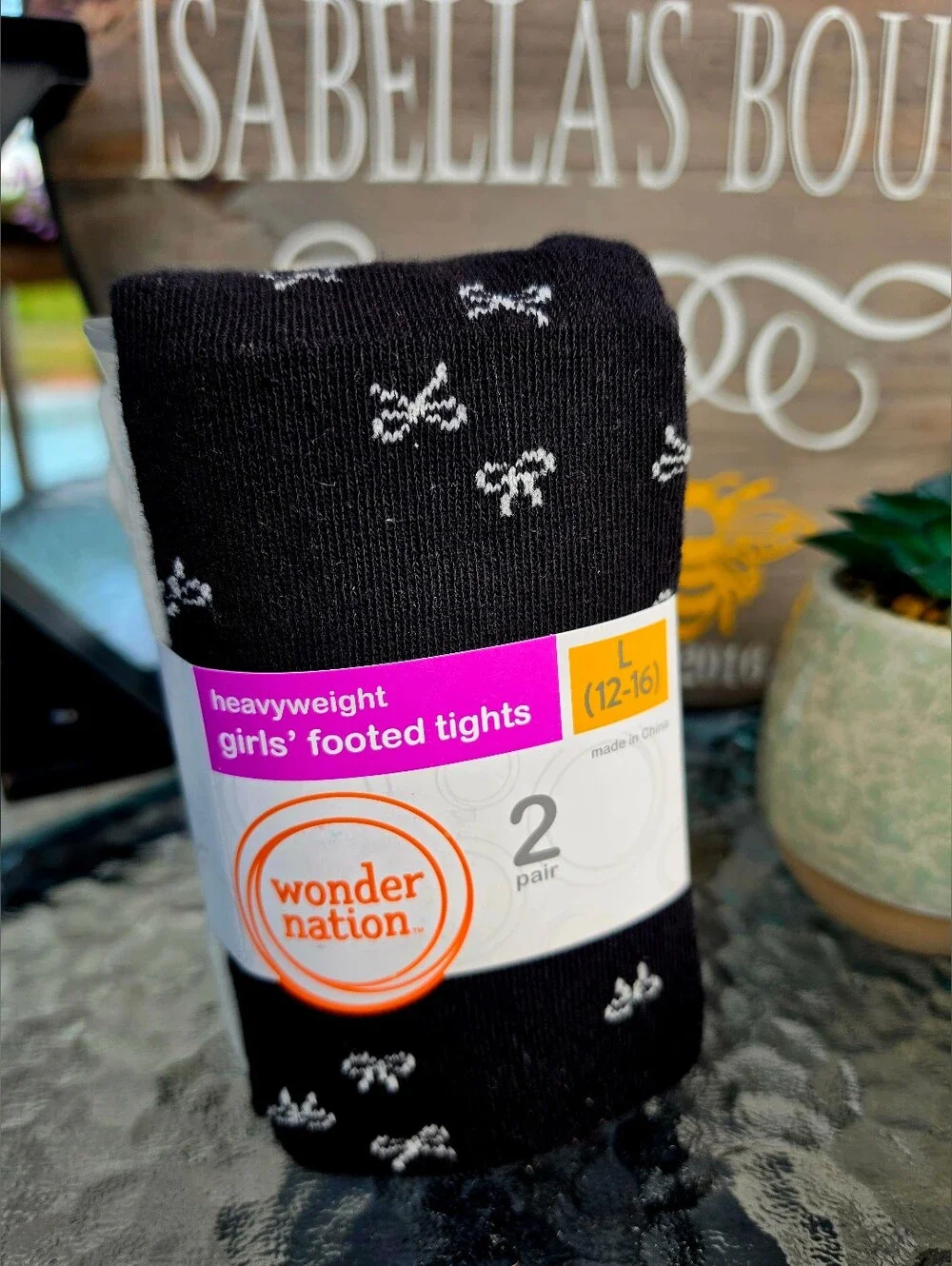 Wonder Nation 2pk  Girls Bow Tights